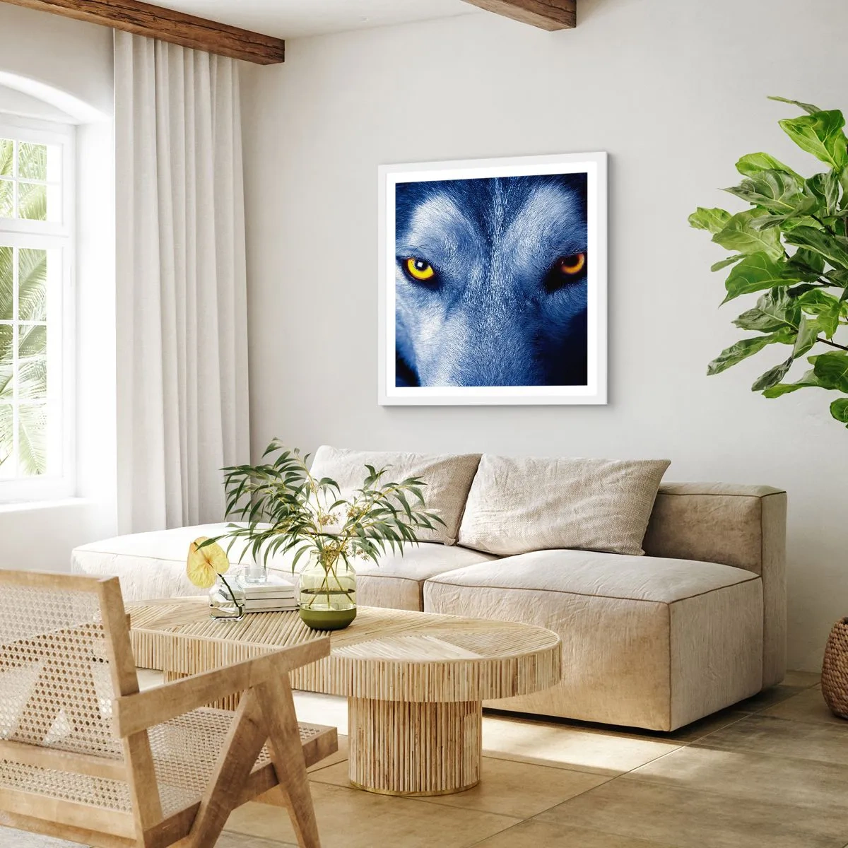 Poster in white frmae - Mesmerising Look - 50x50 cm