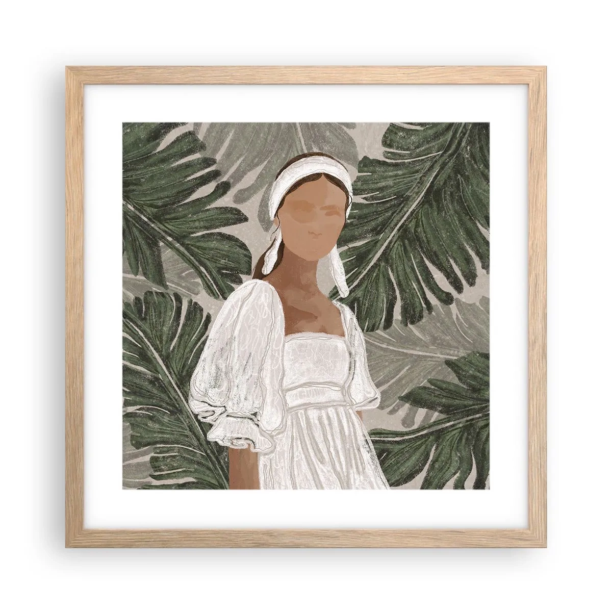 Poster in light oak frame - Exotic Portrait - 40x40 cm
