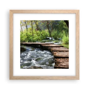 Poster in light oak frame - By the Foamy Cascade - 30x30 cm