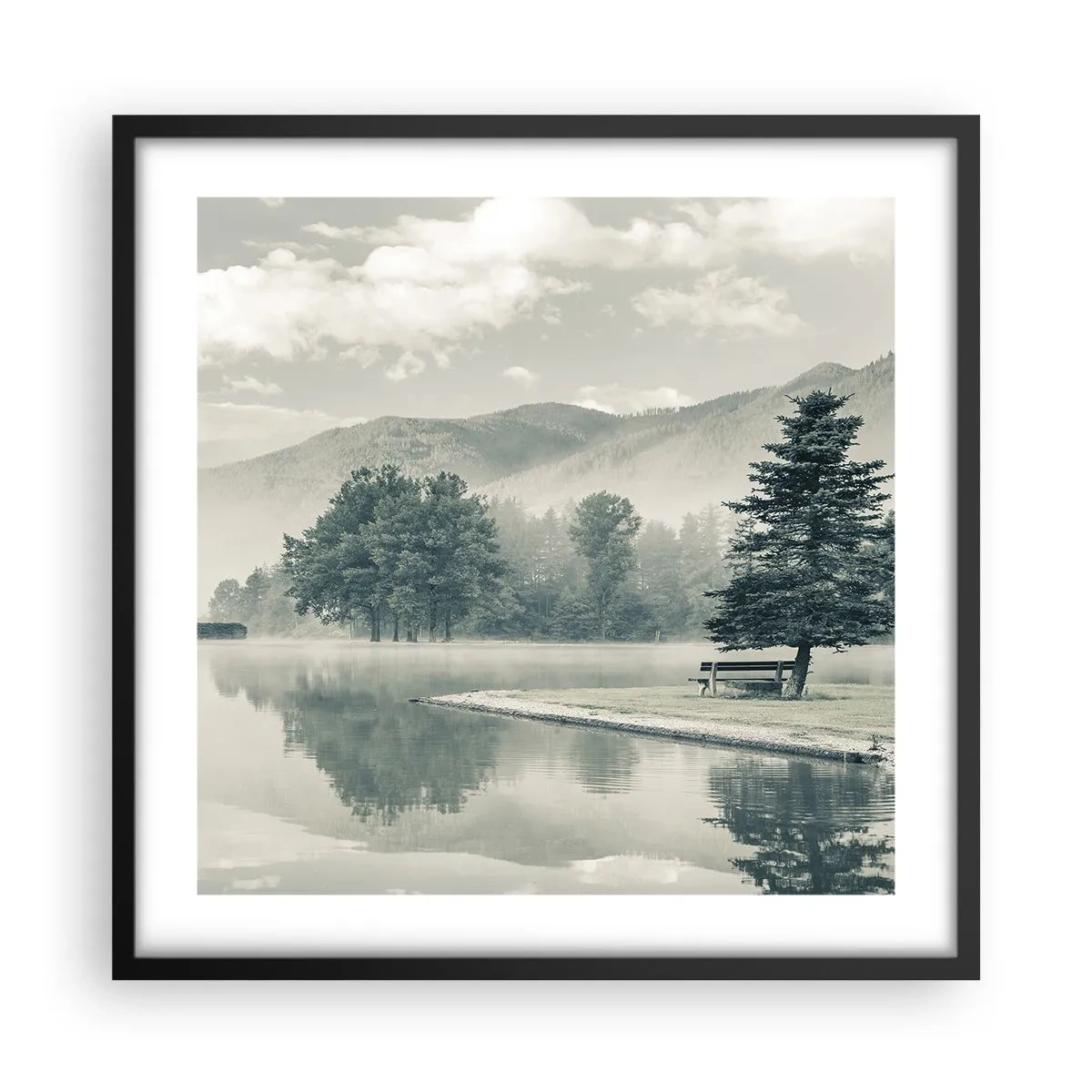 Poster in black frame - Lake Is Still Asleep - 50x50 cm