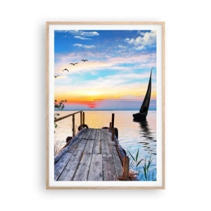 Poster in light oak frame - Good Evening - 70x100 cm