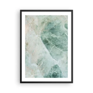 Poster in black frame - Green marble structure with delicate white veins - 50x70cm - Noble Coolness of a Stone - Modern wall decoration for the living room and bedroom ARTTOR