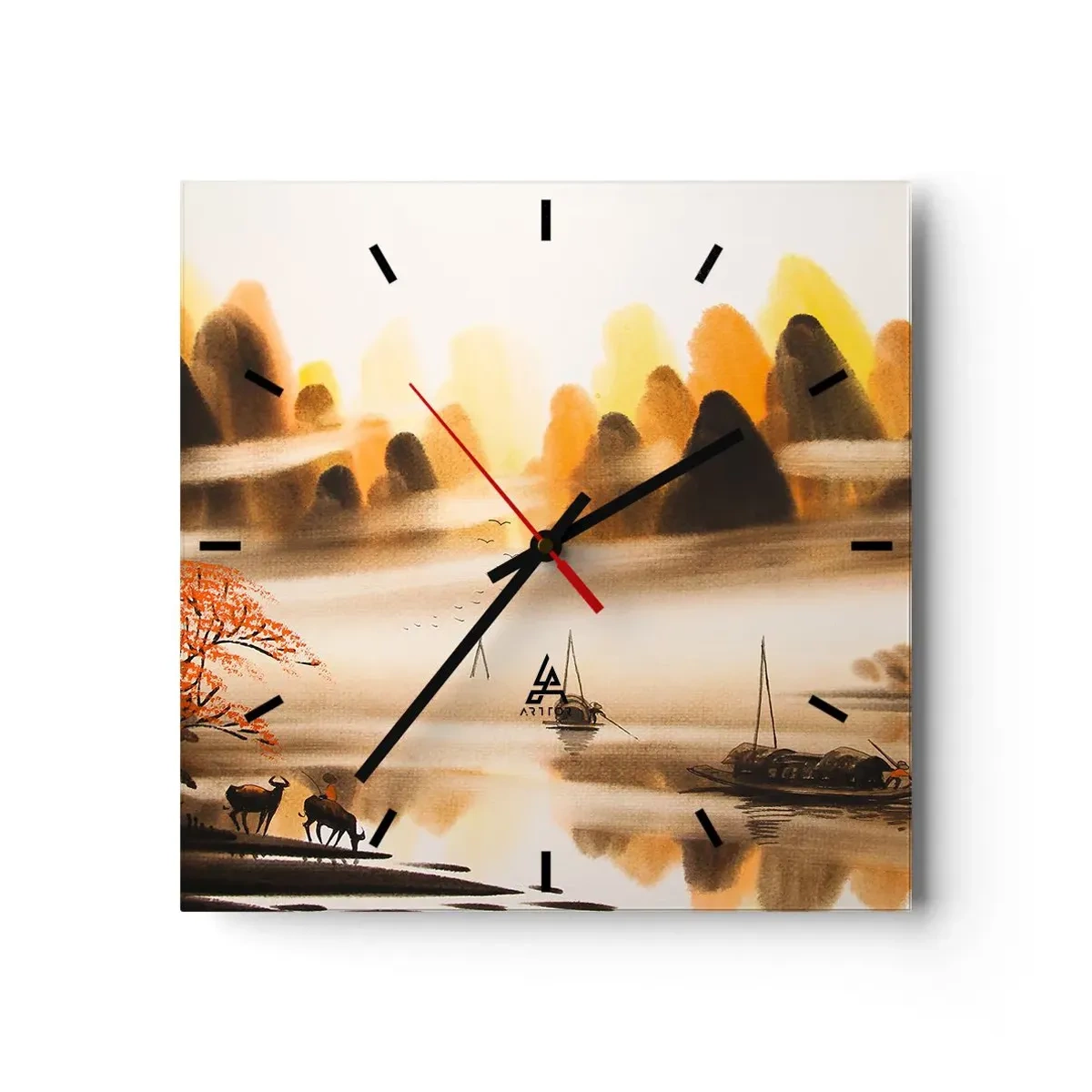Wall clock - Clock on glass - Further than Far East - 40x40 cm