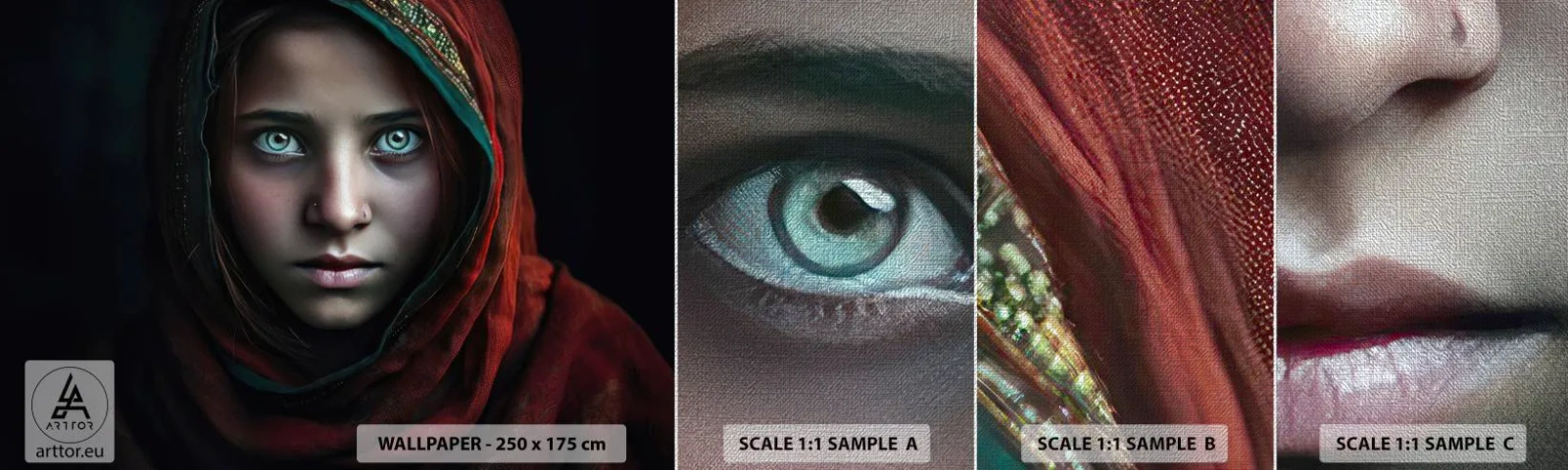 Photo Wallpaper Sample Premium Canvas - Eastern Princess - Girl, Portrait, Pakistan - 100x30 cm