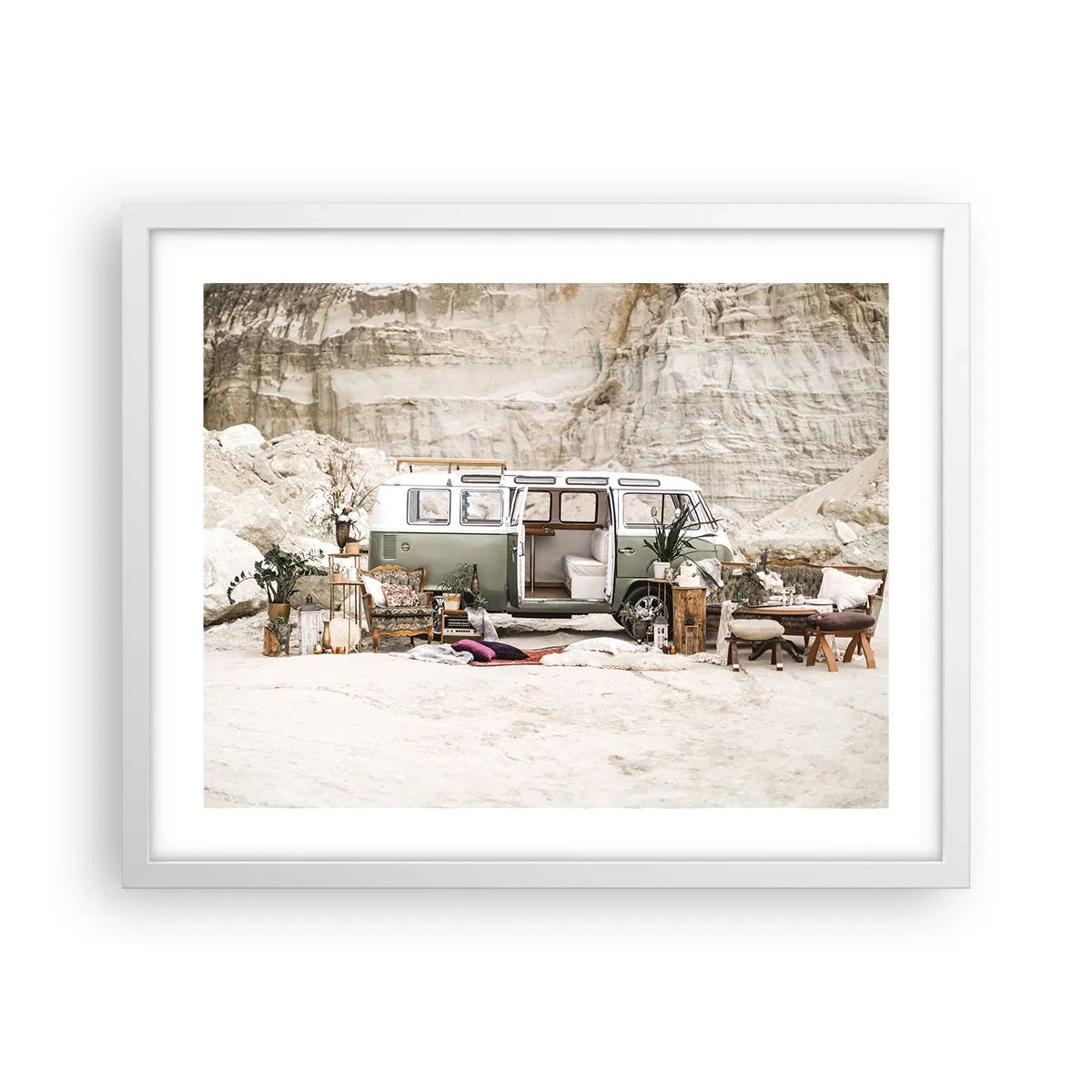 Poster in white frmae - Time to Start the Trip - 50x40 cm