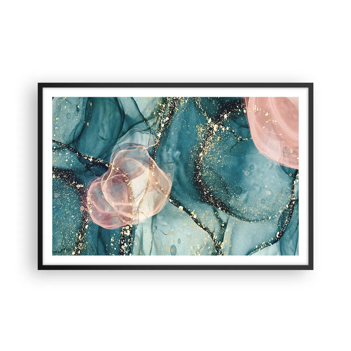 Poster in black frame - Silm Blue, Tulle Pink - 91x61 cm
