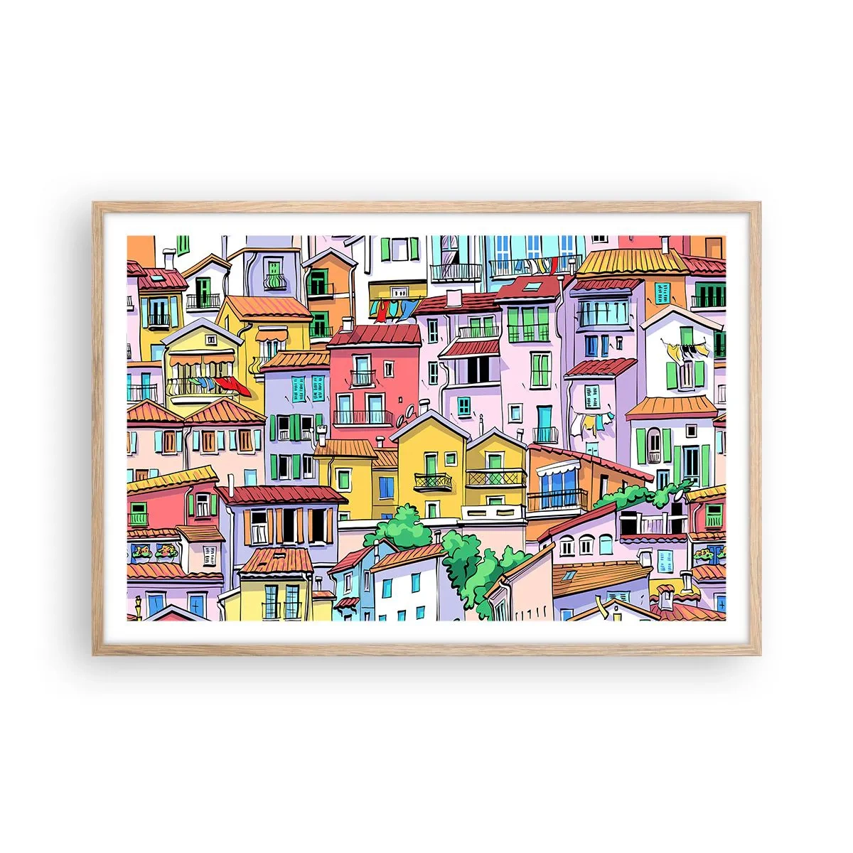Poster in light oak frame - Merry City - 91x61 cm