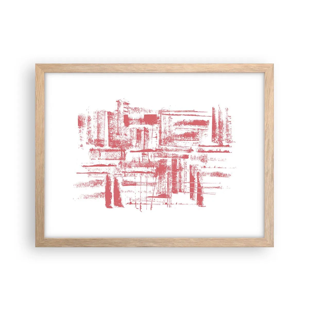 Poster in light oak frame - Red City - 40x30 cm