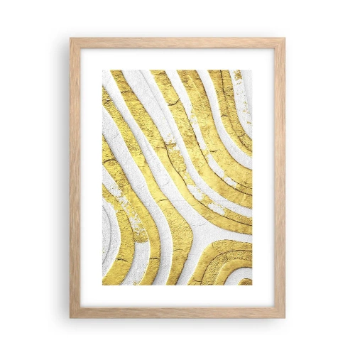 Poster in light oak frame - Composition in White and Gold - 30x40 cm