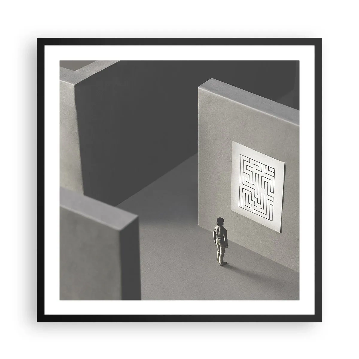 Poster in black frame - But Where Am I? - 60x60 cm