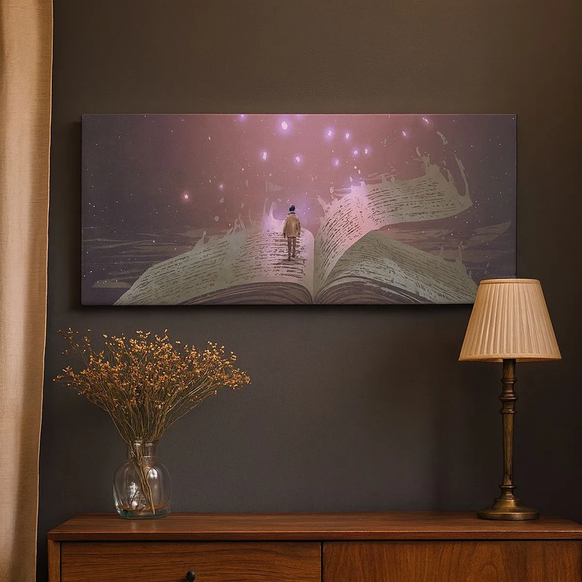 Canvas picture - Invitation to Another World -Read It! - 100x40 cm