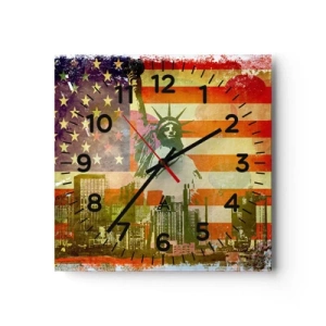 Wall clock - Clock on glass - Viva America! - 40x40 cm