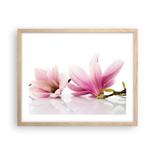 Poster in light oak frame - Delicate Like a Spring Breeze - 50x40 cm