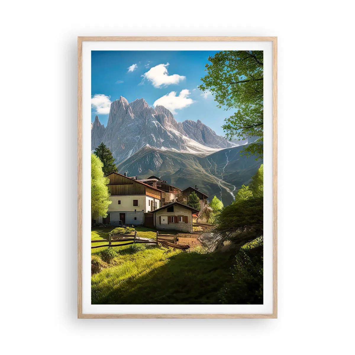 Poster in light oak frame - Alpine Idyll - 70x100 cm