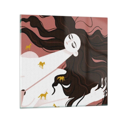 Glass picture - Dream of a Golden Horse - 70x70 cm