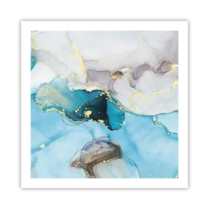 Poster - Study in Grey and  Turquoise Encounter - 60x60 cm