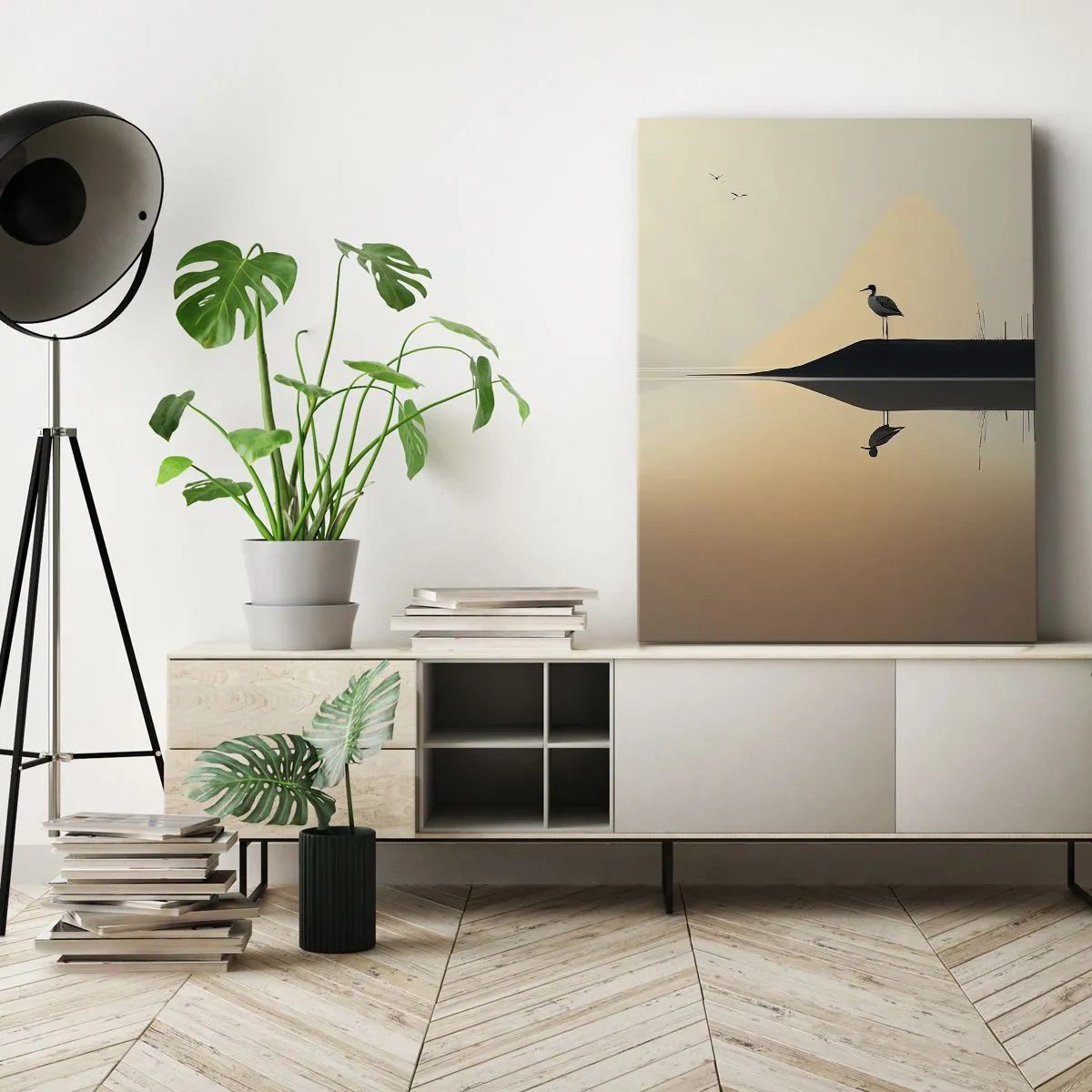 Canvas picture - Gentleman on the Lake - 65x120 cm