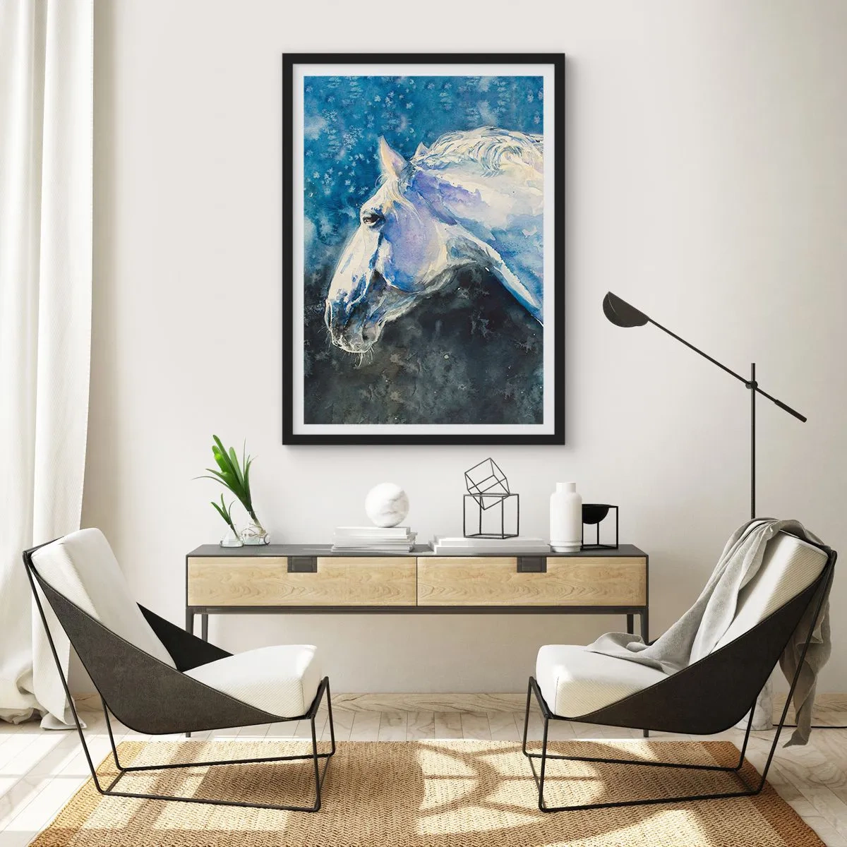 Poster in black frame - Portrait in Blue Light - 40x50 cm