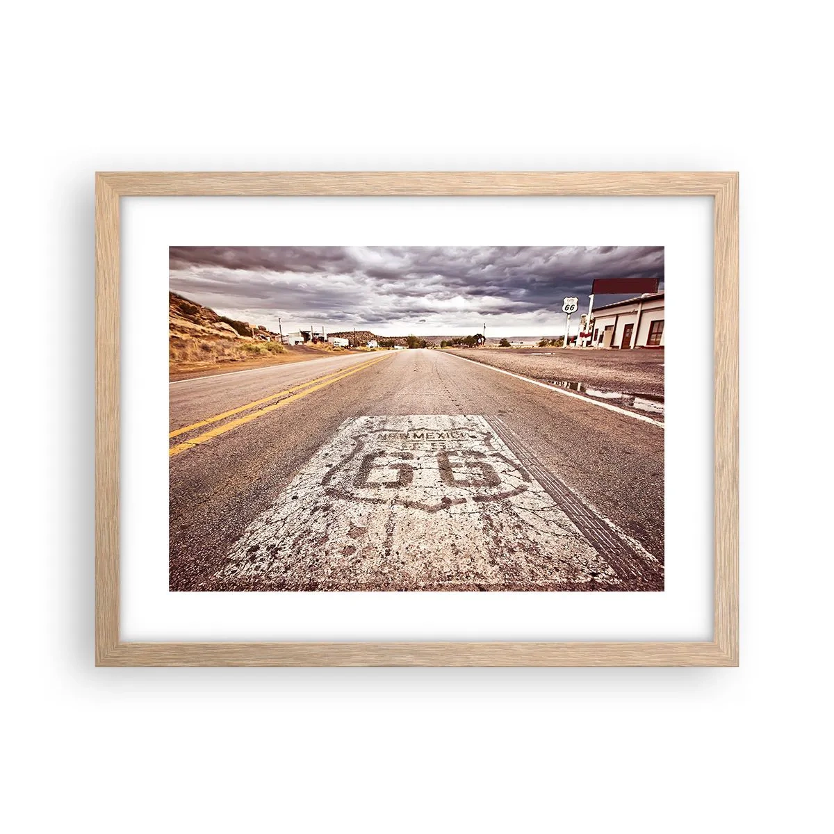 Poster in light oak frame - Mother Road - American Legend - 40x30 cm