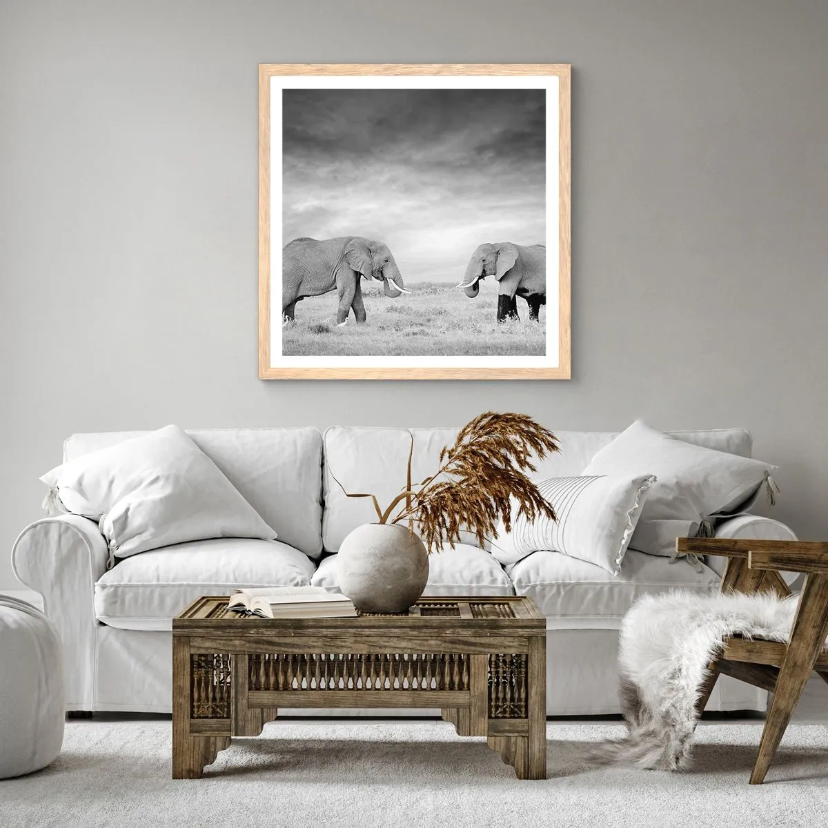 Poster in light oak frame - Grey Is Beautiful - 50x50 cm