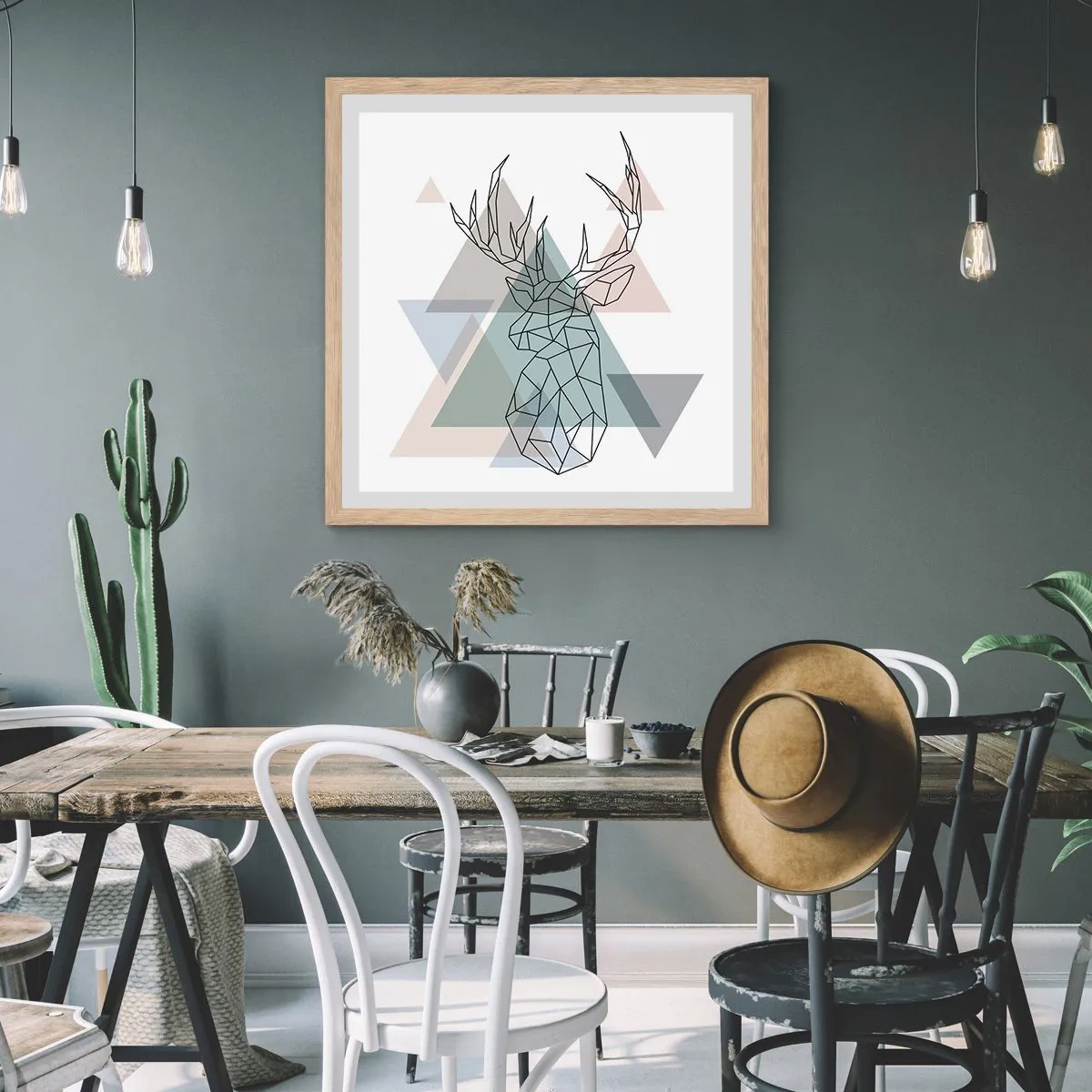 Poster in light oak frame - In a Geometrical Forest - 30x30 cm