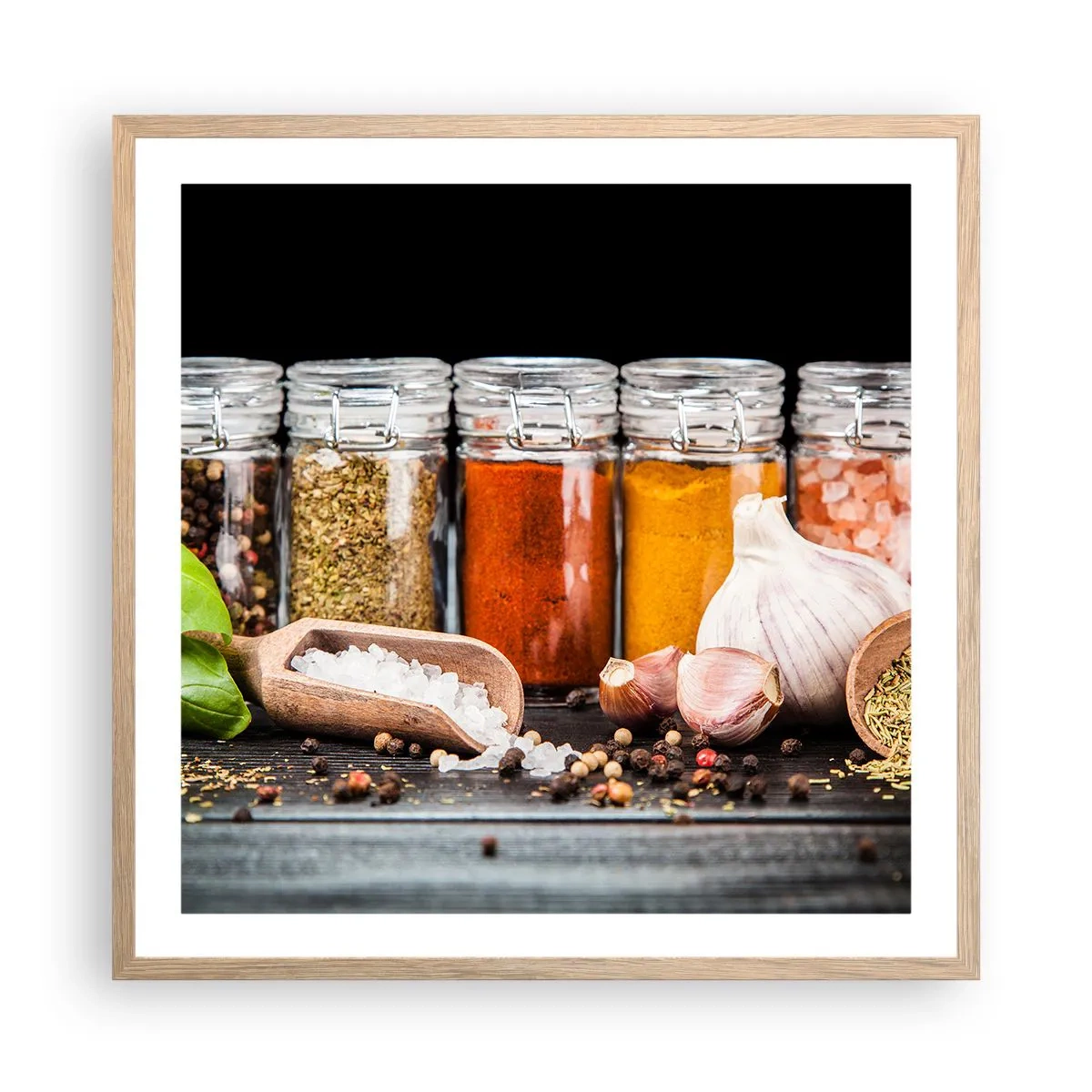 Poster in light oak frame - Spicing Up Life - 60x60 cm