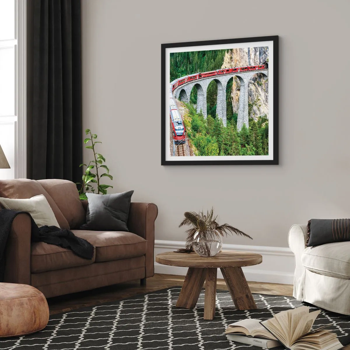 Poster in black frame - Time for Mountin Views - 40x40 cm