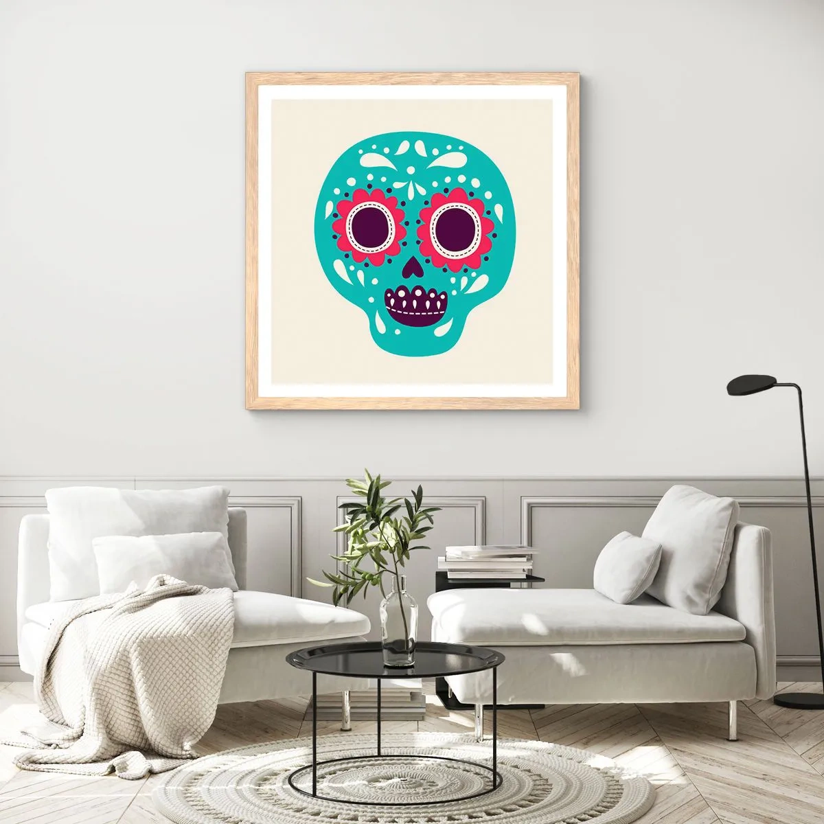 Poster in light oak frame - Life - Fun Until You Die - 60x60 cm
