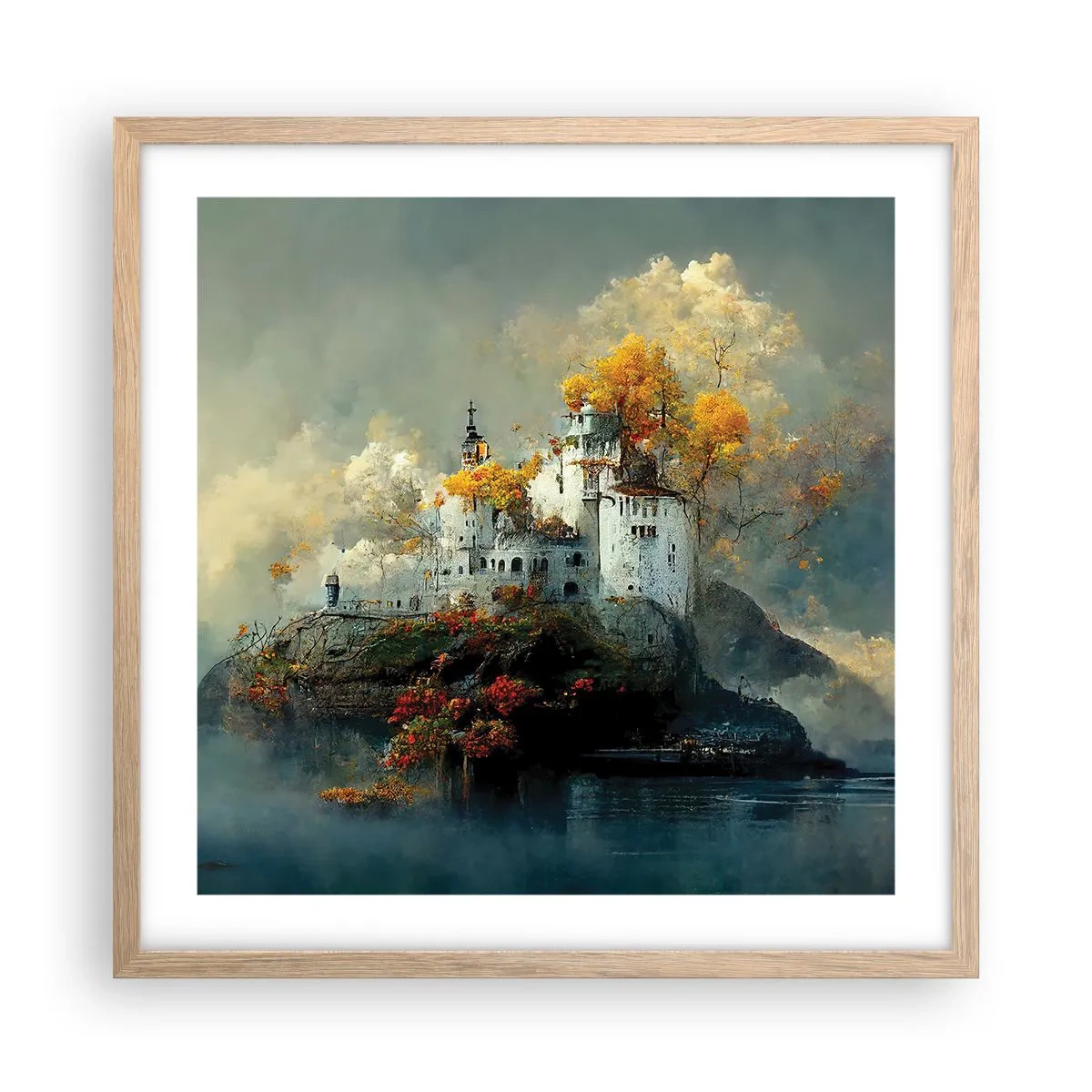 Poster in light oak frame - Beginning of a Romantic Tale - 50x50 cm