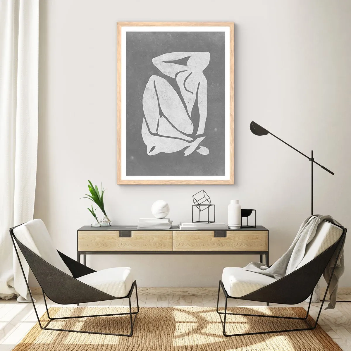 Poster in light oak frame - Lost in Thoughts - 30x40 cm