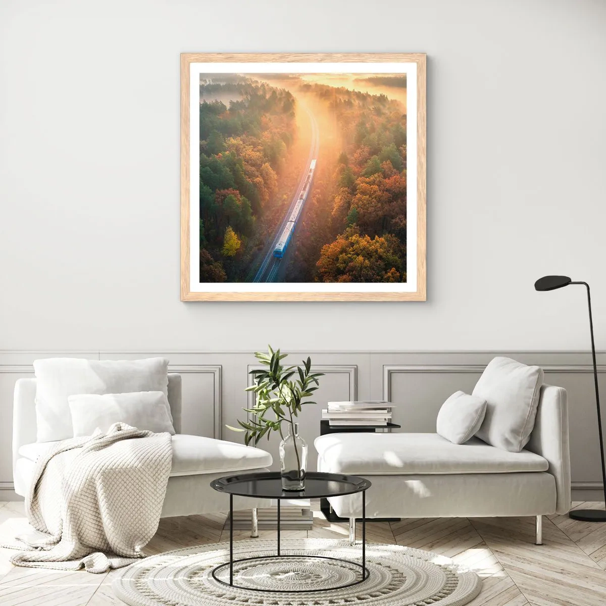 Poster in light oak frame - Autumn Trip - 40x40 cm