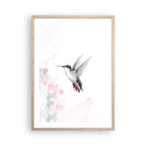 Poster in light oak frame - Stopped in Flutter - 50x70 cm