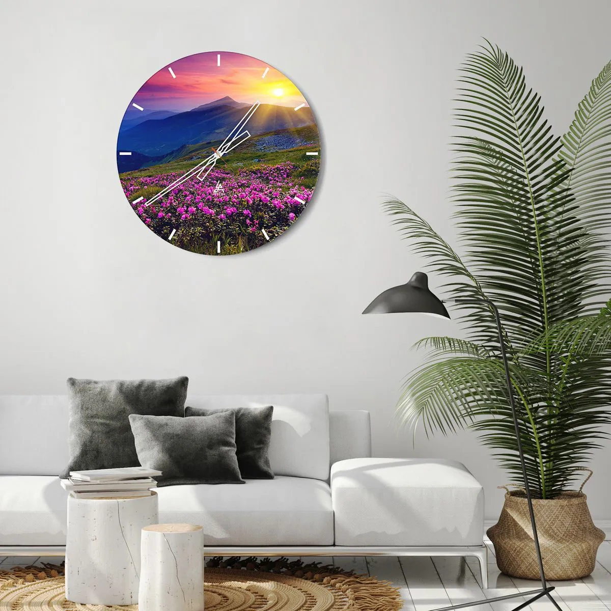 Wall clock - Clock on glass - Surrounded by Mountain Pine and Herbs - 40x40 cm