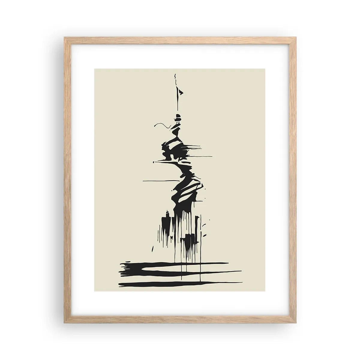 Poster in light oak frame - Hasty Abstract - 40x50 cm