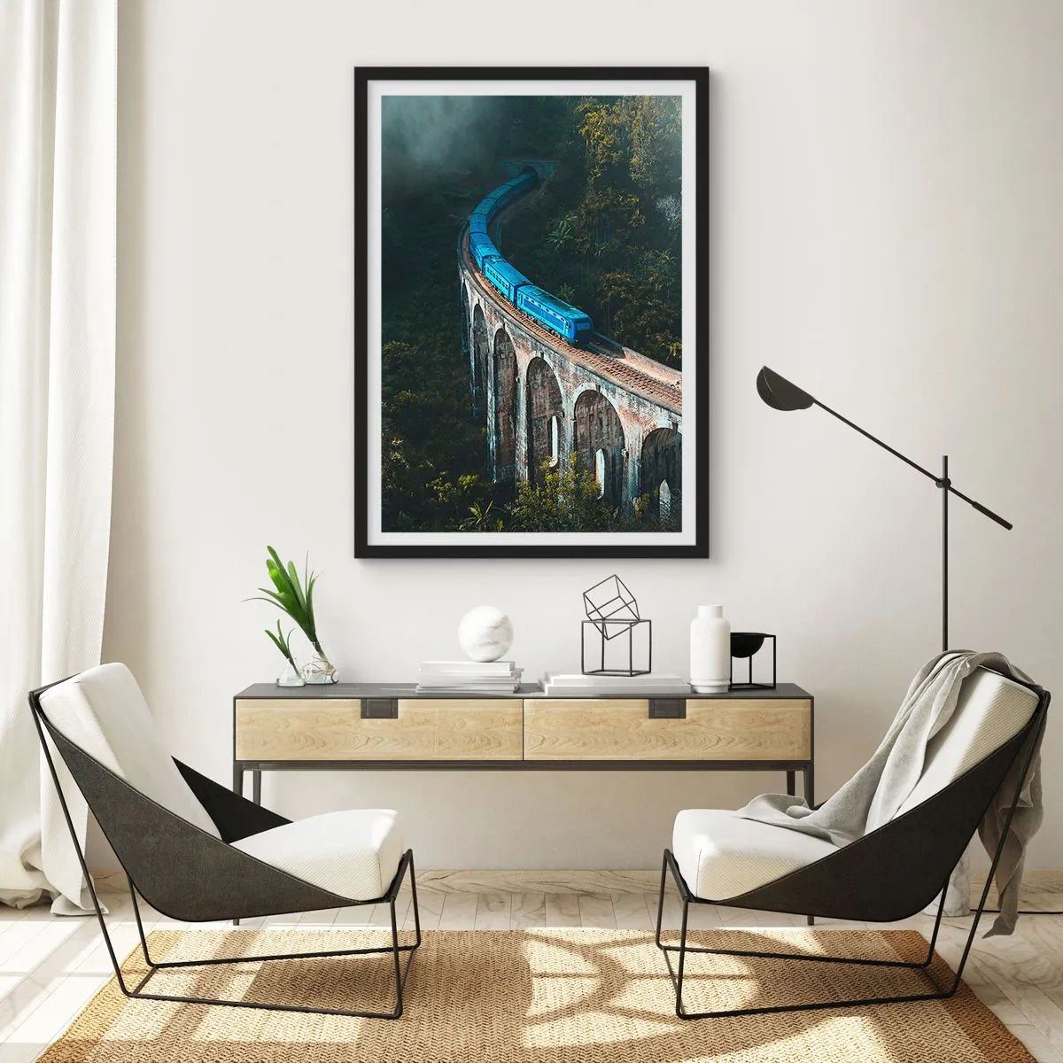 Poster in black frame - Train through Nature - 61x91 cm