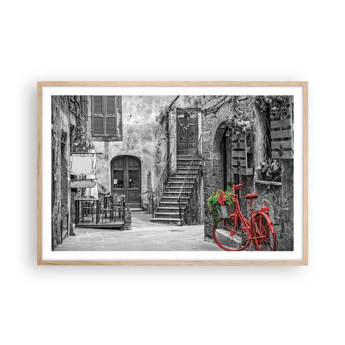 Poster in light oak frame - Tuscan Alley - 91x61 cm