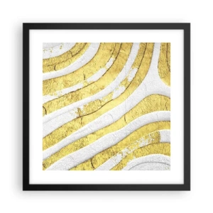 Poster in black frame - Composition in White and Gold - 40x40 cm