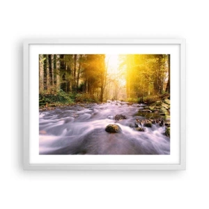 Poster in white frmae - Malachite in Silver and Gold Setting - 50x40 cm