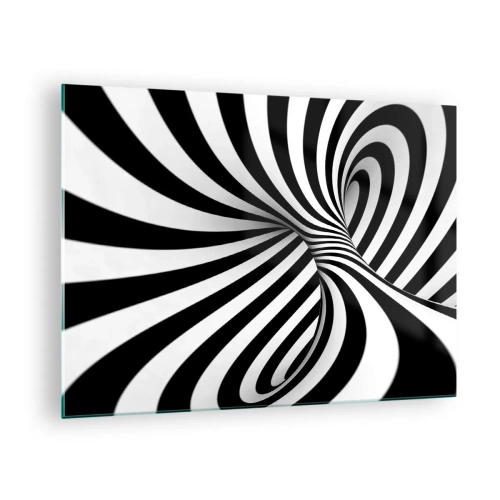 Glass picture - A black and white spiral creating a dynamic spatial effect. - 70x50cm - Composition: Dancing Space - Modern wall decoration for the living room and bedroom ARTTOR