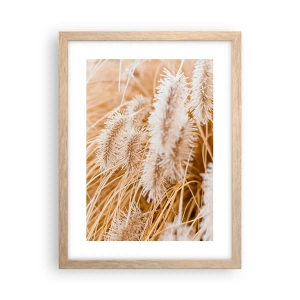 Poster in light oak frame - Golden Rustling of Grass - 30x40 cm