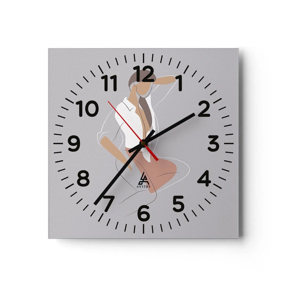 Wall clock - Clock on glass - Outline of Charm - 30x30 cm