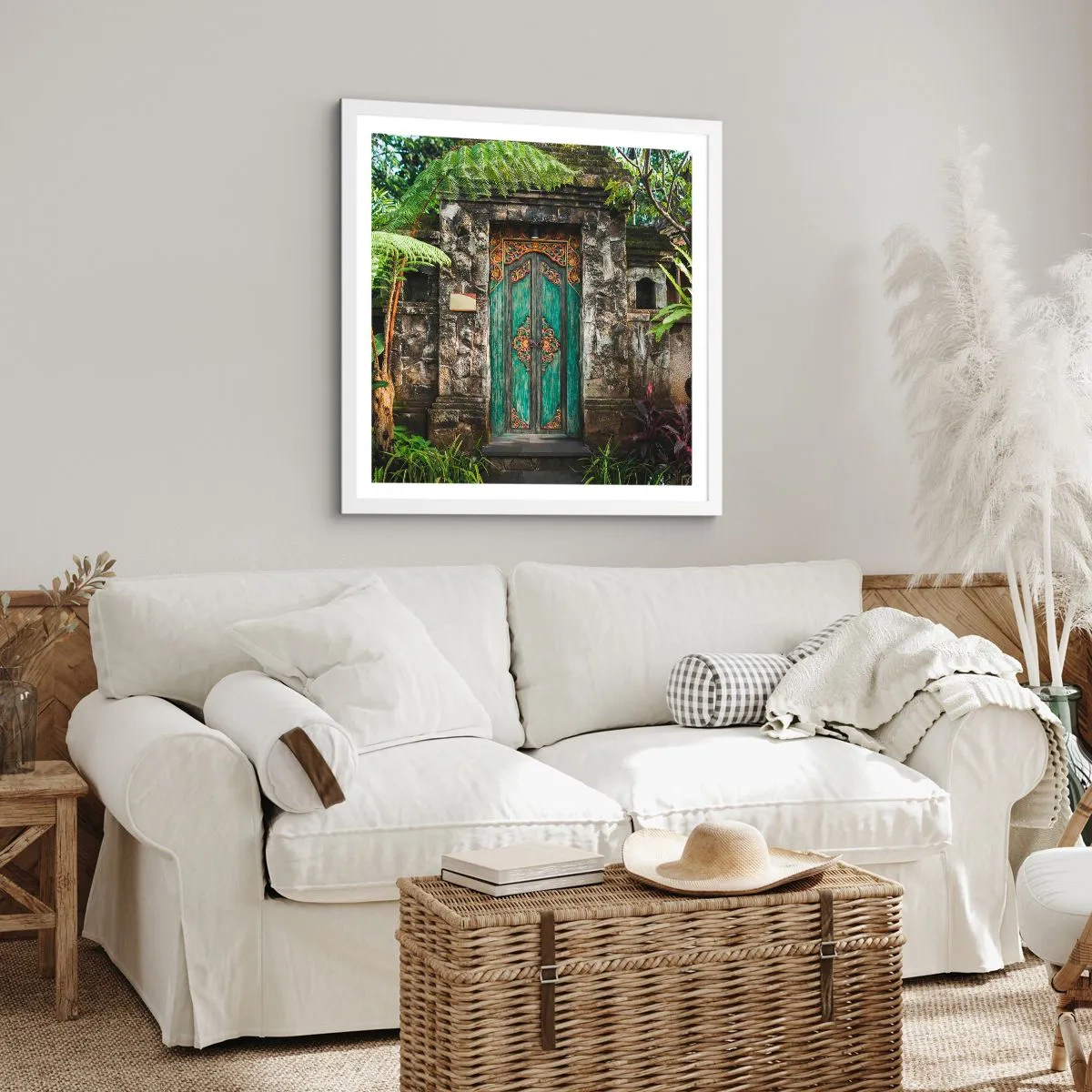 Poster in white frmae - Door to Exotic World - 40x40 cm