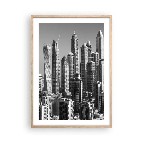 Poster in light oak frame - City over a Desert - 50x70 cm