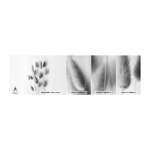 Photo Wallpaper Sample Standard Eco - Her Softness Grass - Grass, Black and white, Flowers - 100x30 cm
