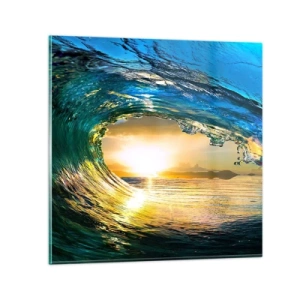 Glass picture - In an Emerald and Gold Crystal - 30x30 cm