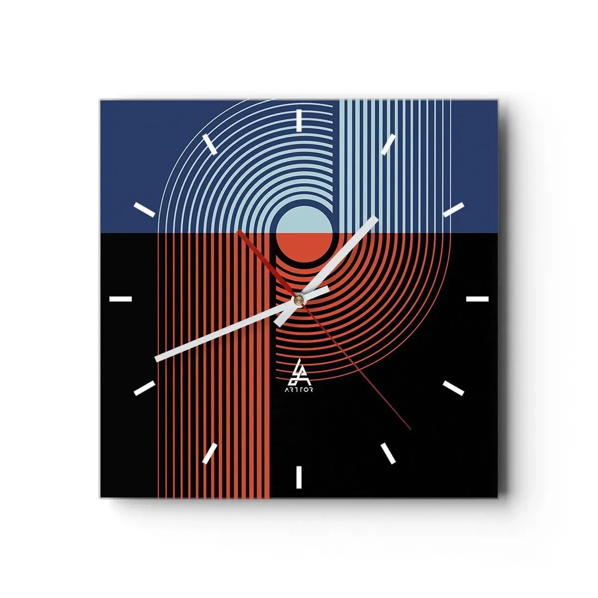 Wall clock - Clock on glass - In a Geometrical Embrace - 40x40 cm