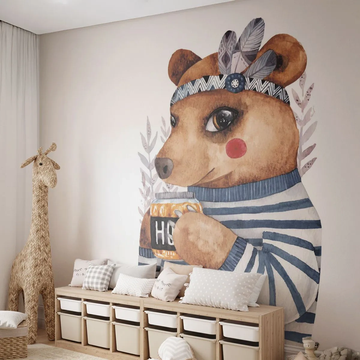 Photo Wallpaper Premium Sand - Sweet Lady Bear - Abstraction, For children, Bear - 150x105 cm