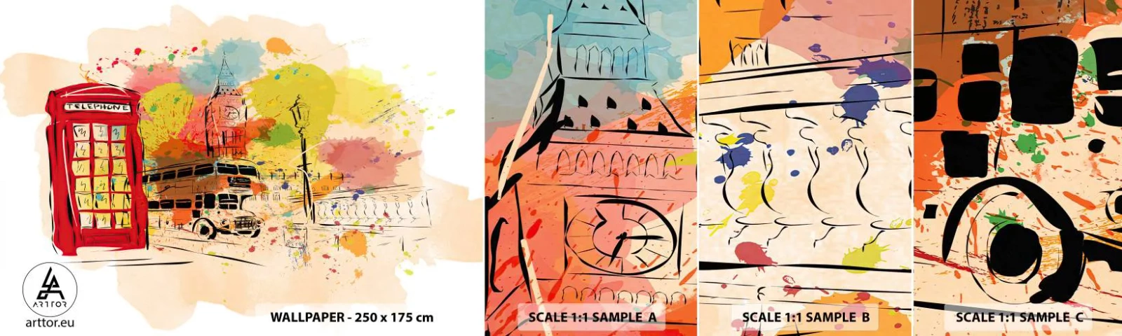 Photo Wallpaper Sample Standard Eco - City of Diversity - City, London, Abstraction - 100x30 cm