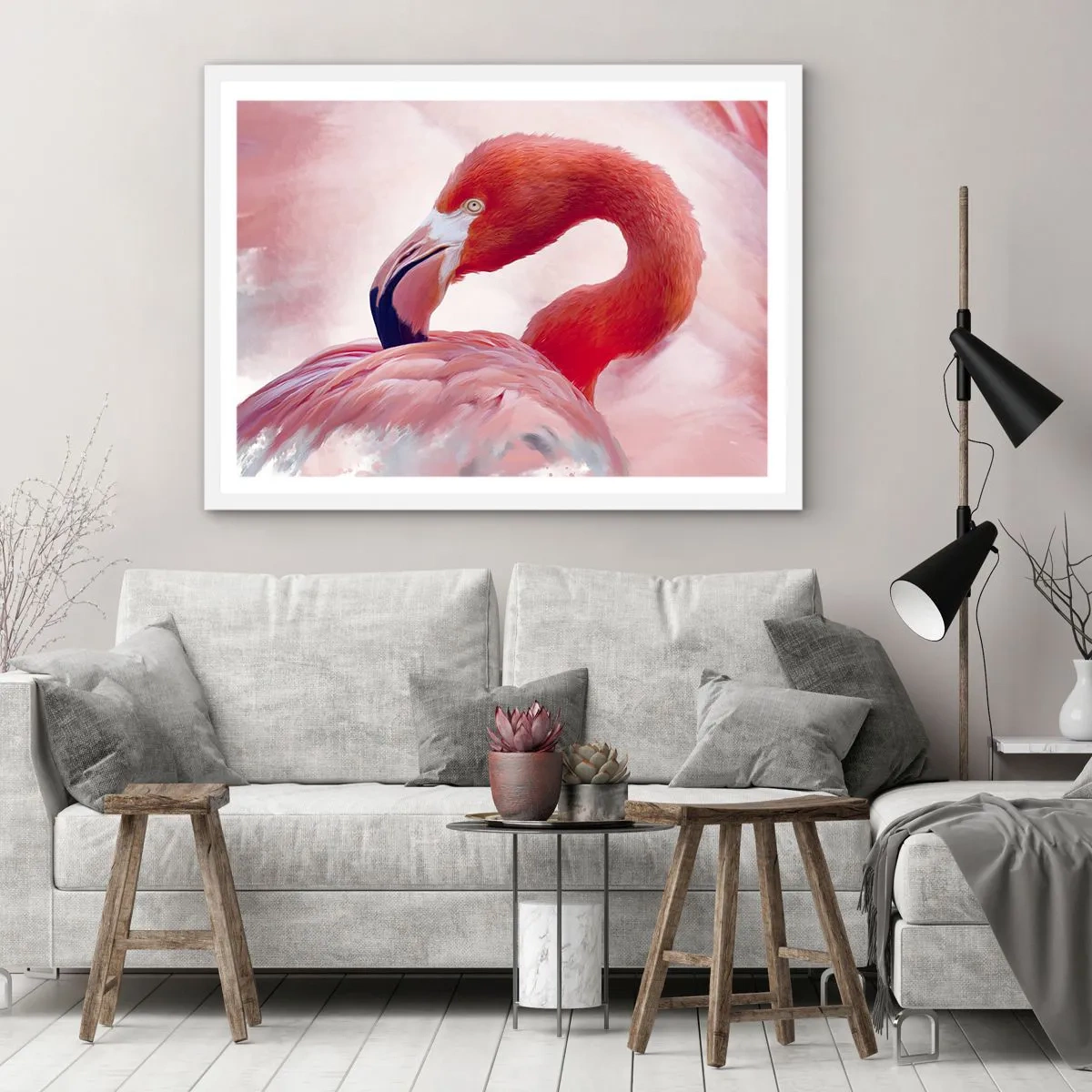 Poster in white frmae - Bird Look - 91x61 cm
