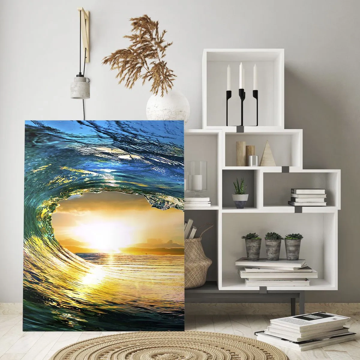 Glass picture - In an Emerald and Gold Crystal - 50x70 cm